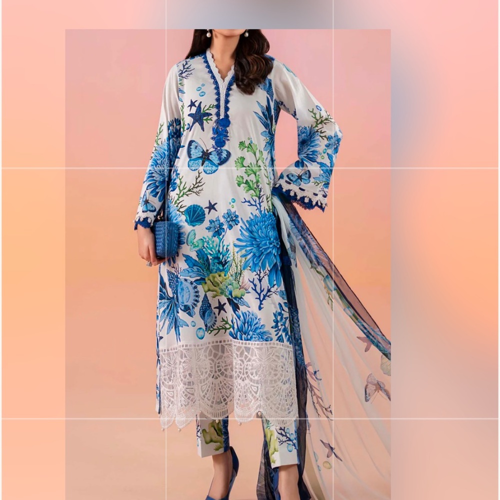 3 pcs lawn Floral Dress